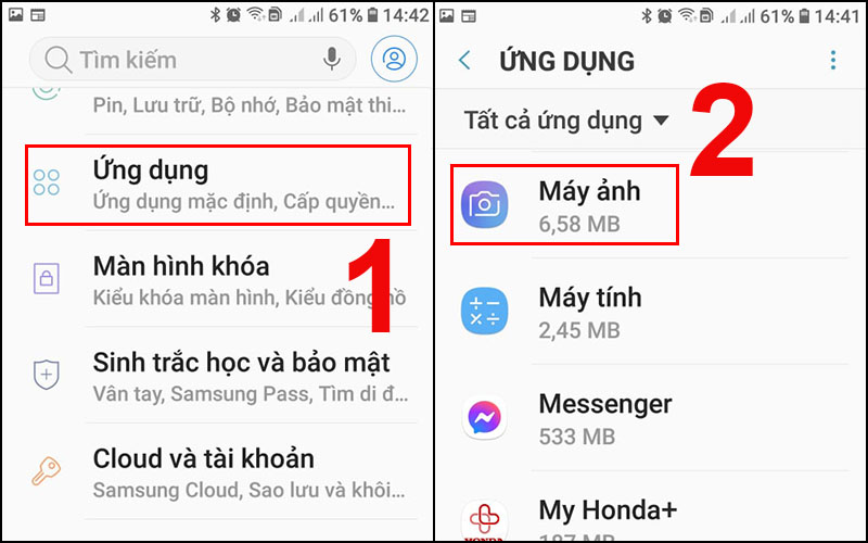 Vào Ứng dụng và chọn Máy ảnh